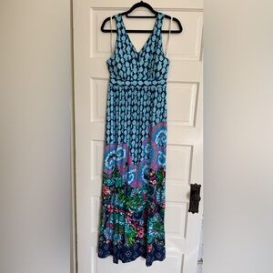 Lilly Pulitzer Blue Multicolor Print Maxi Dress